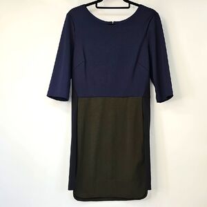 Hutch Color Block Sheath Dress 3/4 Length Sleeves‎ Unique Hemline Sz:10